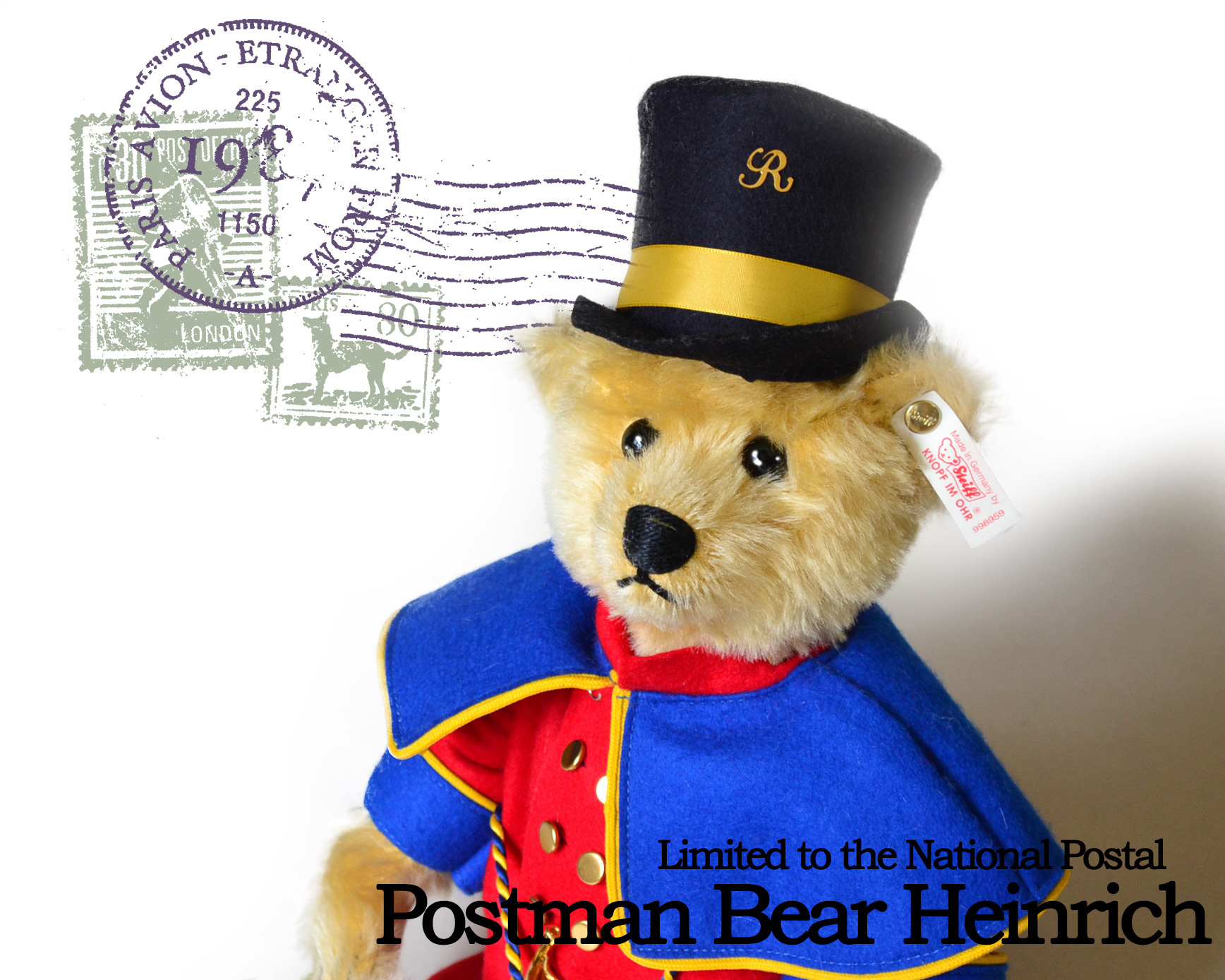 シュタイフ ポストマン ベア ヘンリック Steiff Postman Bear Heinrich 1996年 Steiff ドイツ国立郵便博物館限定 Cochi Ka Ka 東風 か か テディベア シュタイフ世界の限定